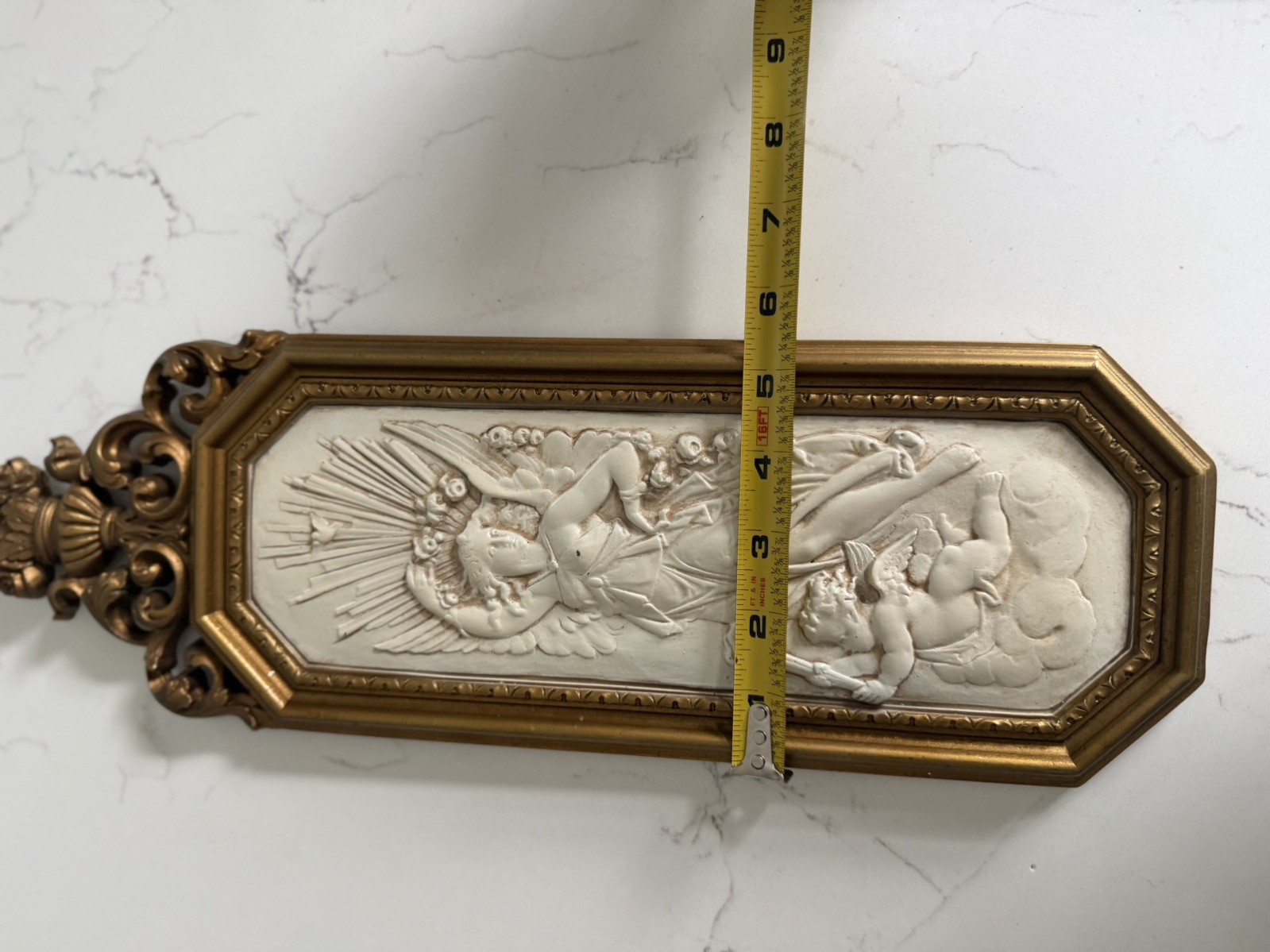 Vintage Homco Dart Plastic Decor Wall Plaque Art Nouveau Ladies W/ Cherub