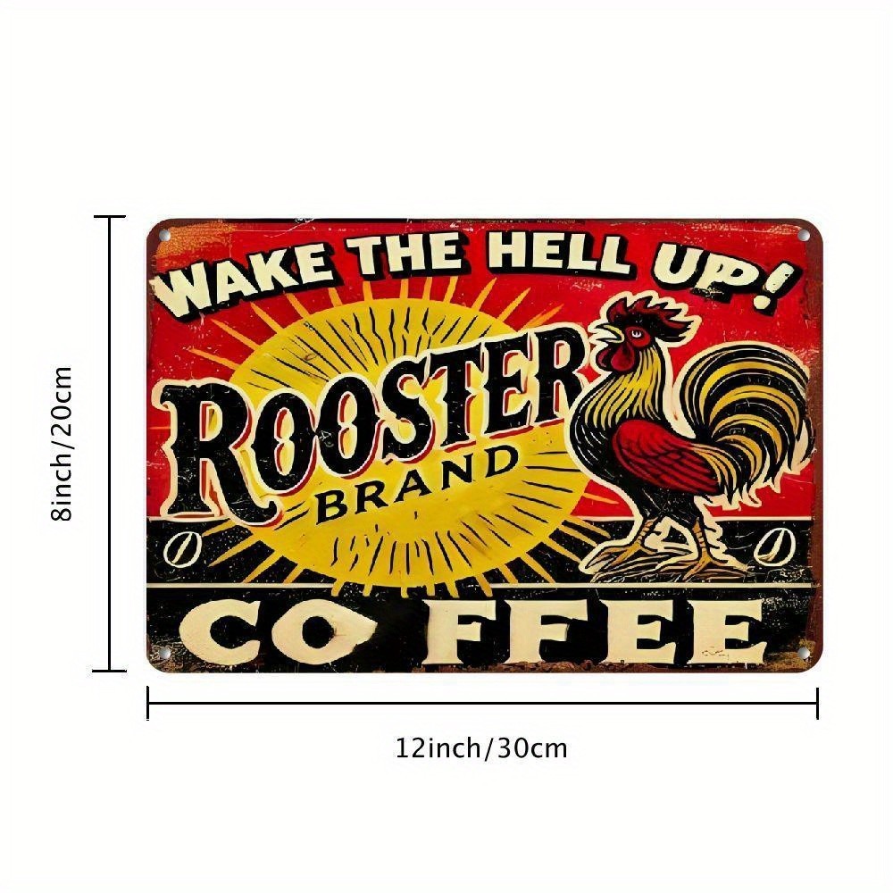 Retro Vintage Rooster Coffee Tin Metal Signs Home Décor Wall Art 8×12