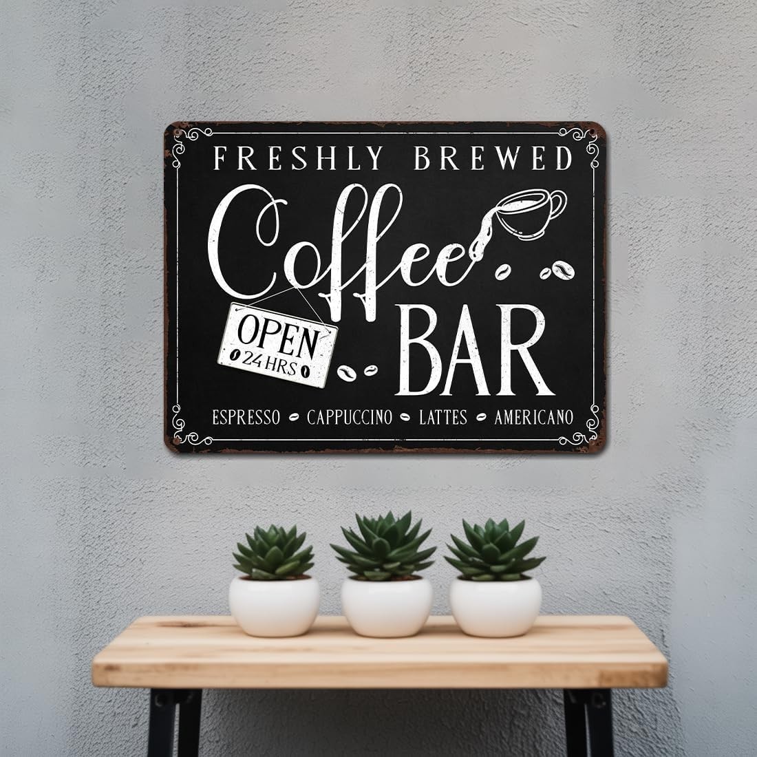 Coffee Bar Sign – Coffee and Tea Station Metal Wall Decor for Kitchen, Home C…