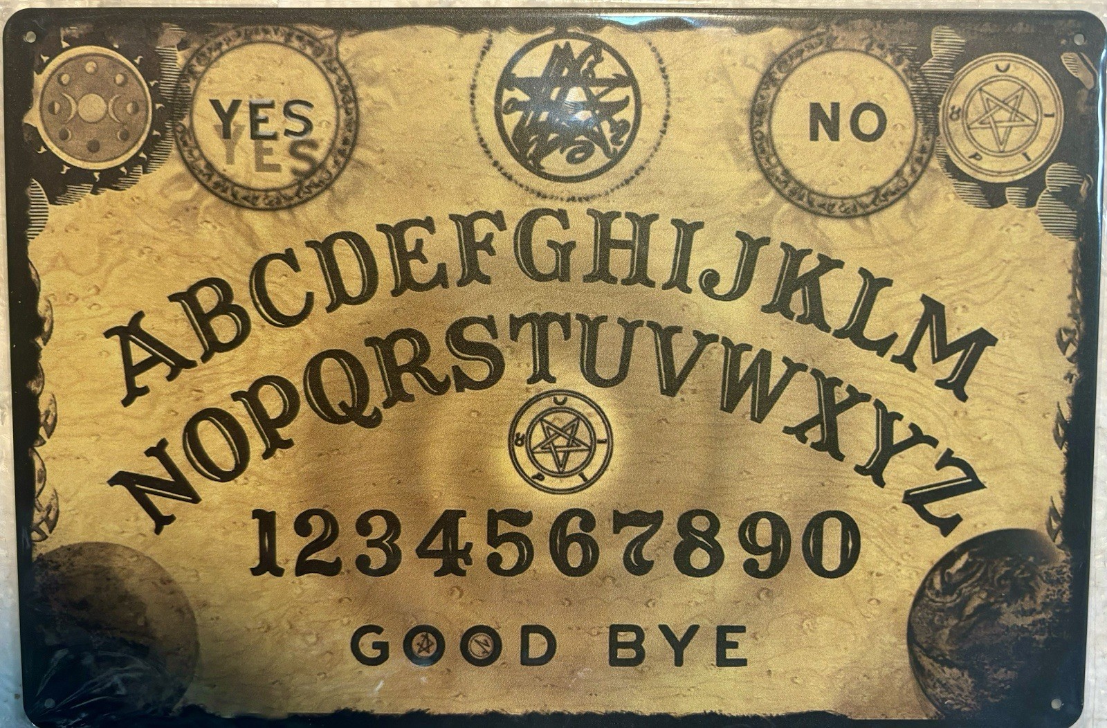 TIN SIGN 8×12 Ouija Board Witchcraft Message Spirits Dead Demons Alphabet DD12
