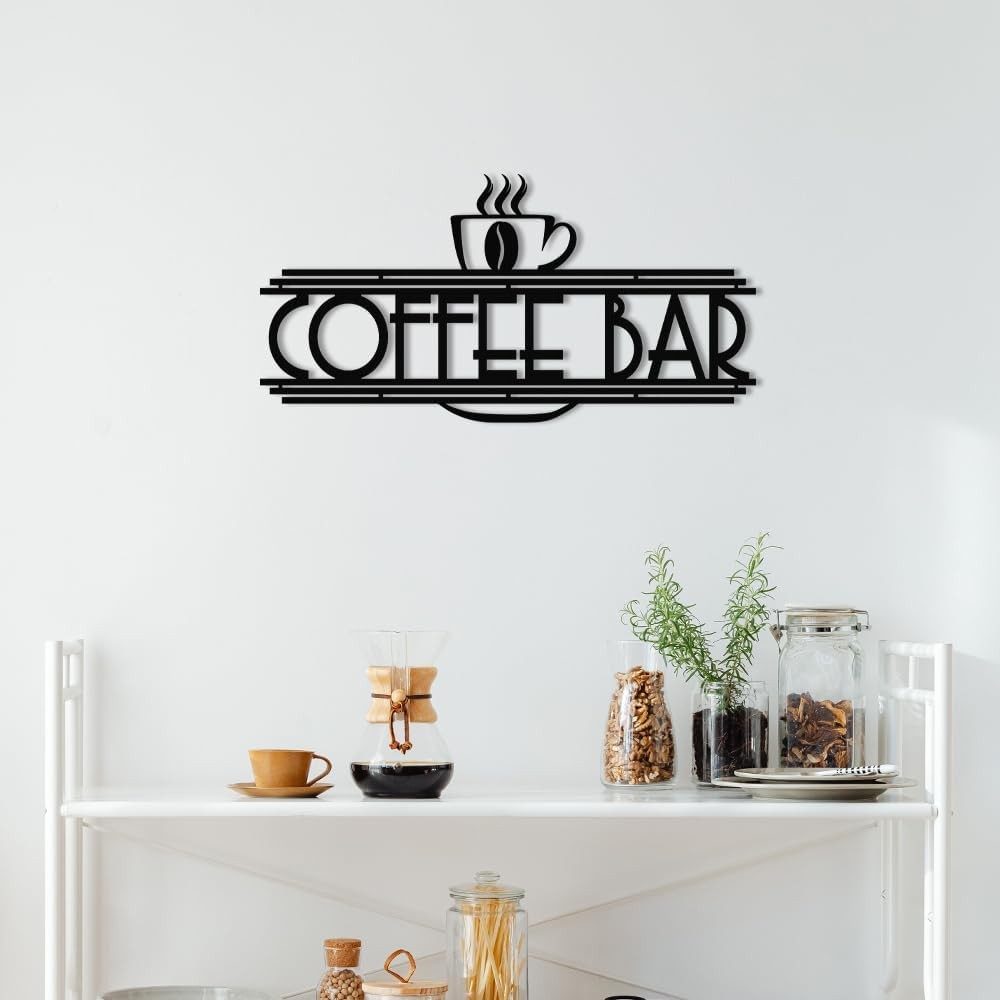 Black Metal Coffee Bar Sign for Wall Coffee Signs for Cafe Station Cafe Wall