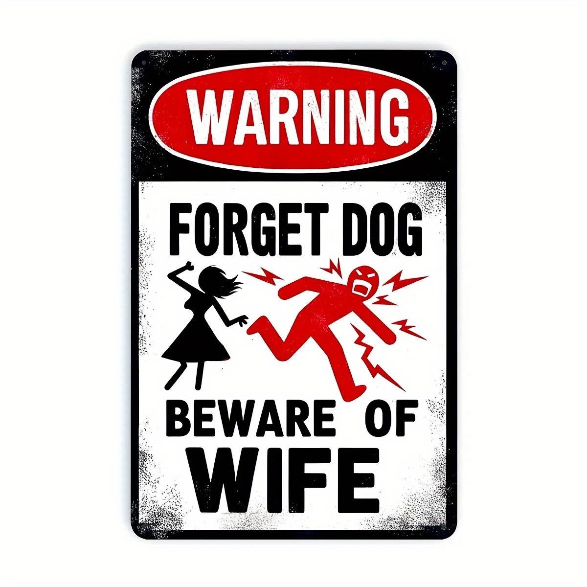 2D Metal Sign Funny Dogs Beware Warning Aluminum Sign 8×12 Home Decor