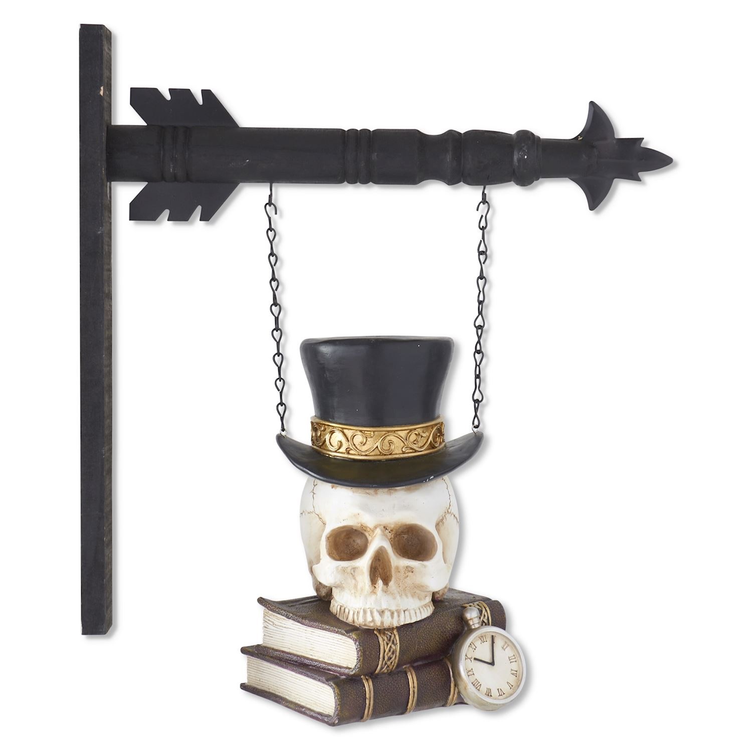 Halloween Stacked Books with Skull Arrow Replacement Sign by K&K Interiors