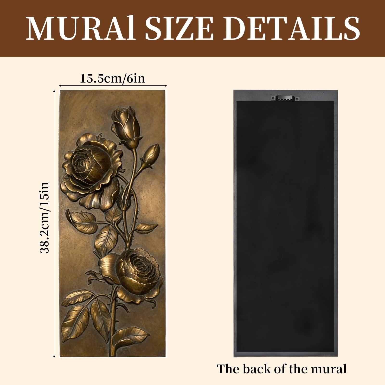 Vintage Floral Wall Sculpture – Antique Bronze Resin Art, Ornate Botanical Desig