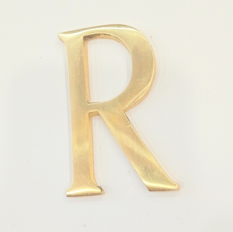 75 MM (3Inch) Brass Home 26 Polish Gold Wall Mounted Door Mounted Letters R