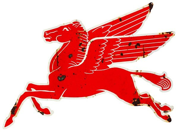 Mobil Gas Flying Red Horse Pegasus Metal Heavy Steel Sign Extra Large 35″ Oil
