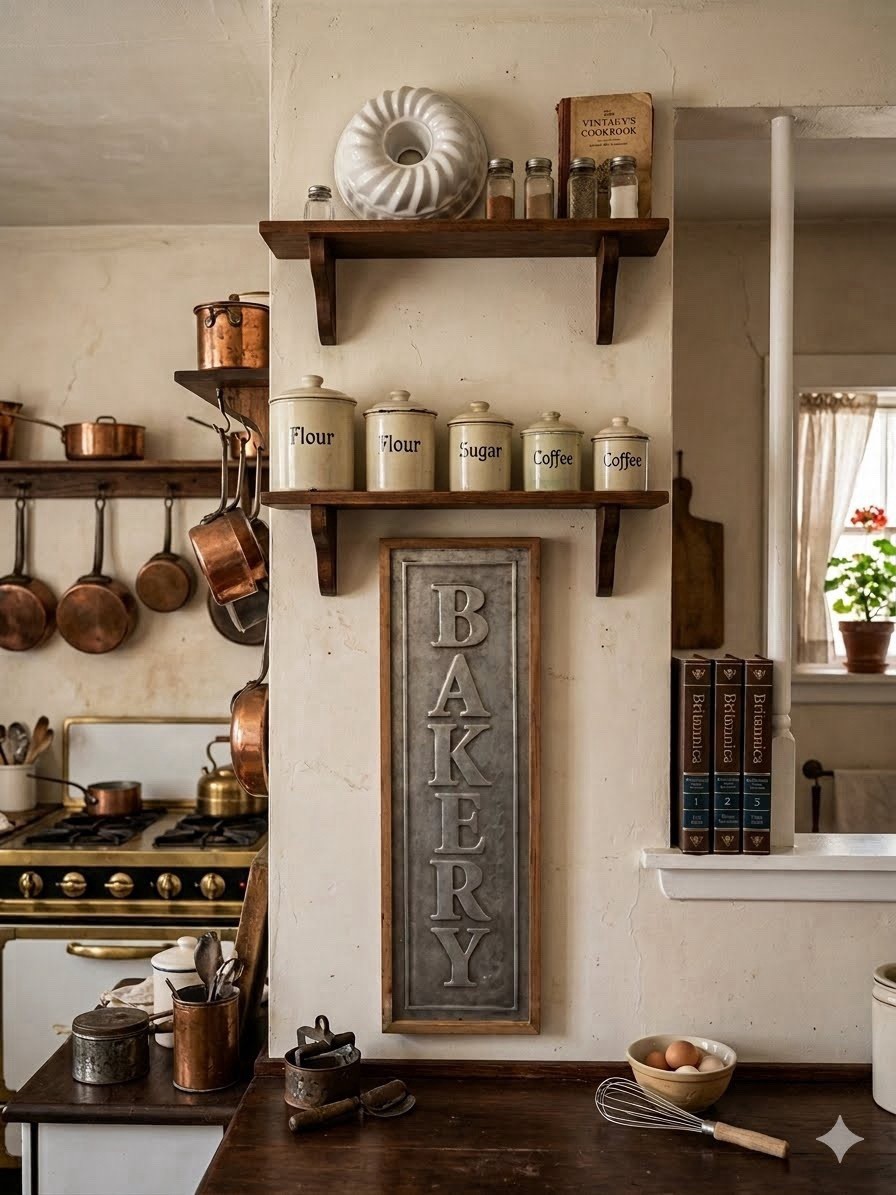 Vintage Vertical Wood Metal Bakery Sign Kitchen Wall Decor Rustic 31.5×10 Plaque