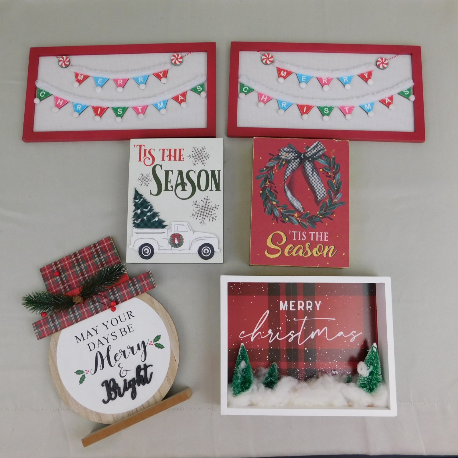 6pc Lot Michael’s Ashland Wooden Christmas Decor Wall Hanging/Free Standing 8099