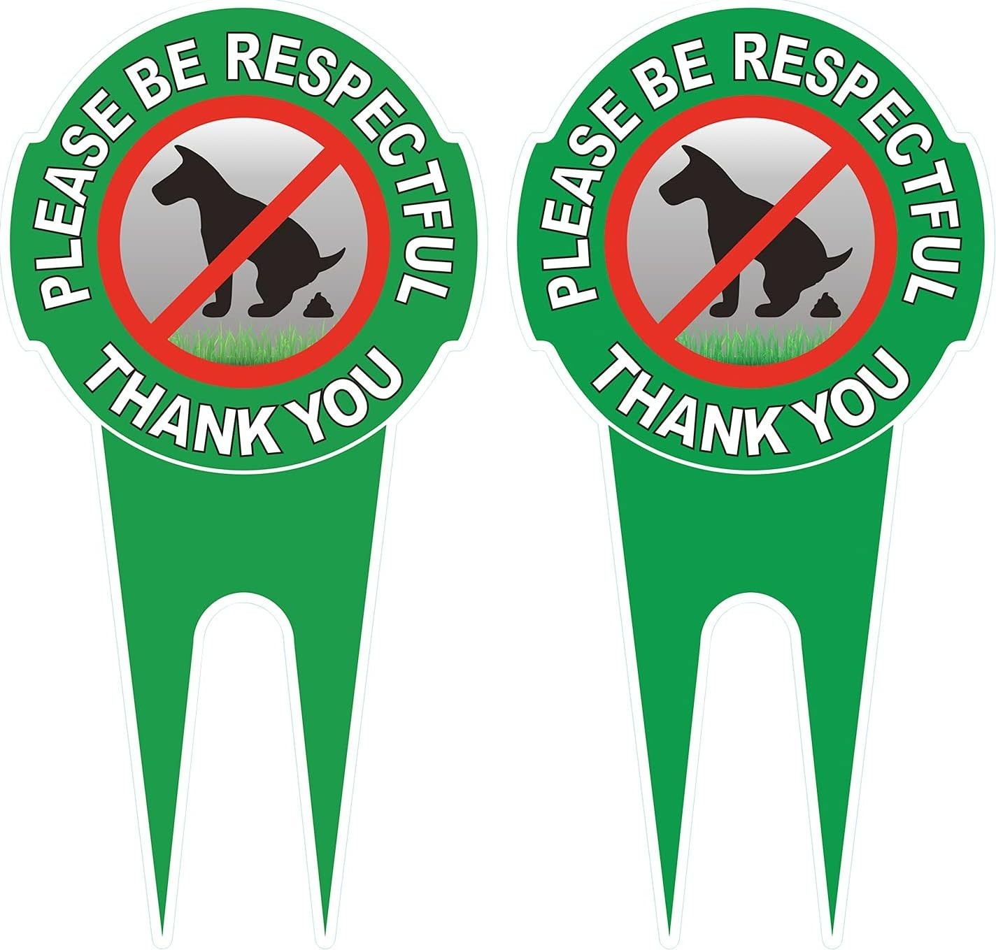 Dog Poop Prevention Sign – 12″ x 6″ Double Sided, Easy Install for Lawns