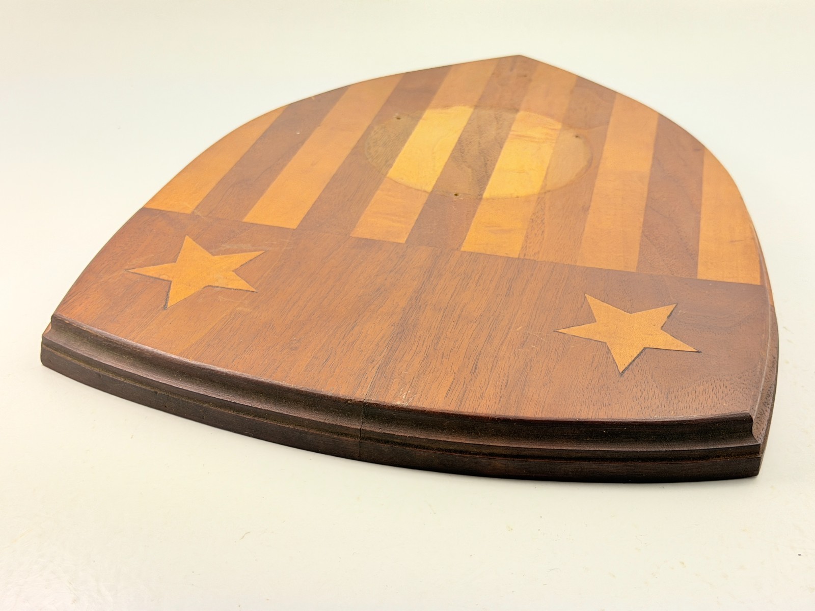 Vintage Handcrafted Multi Wood Patriotic Plaque United States Shield 15″x11″x1″