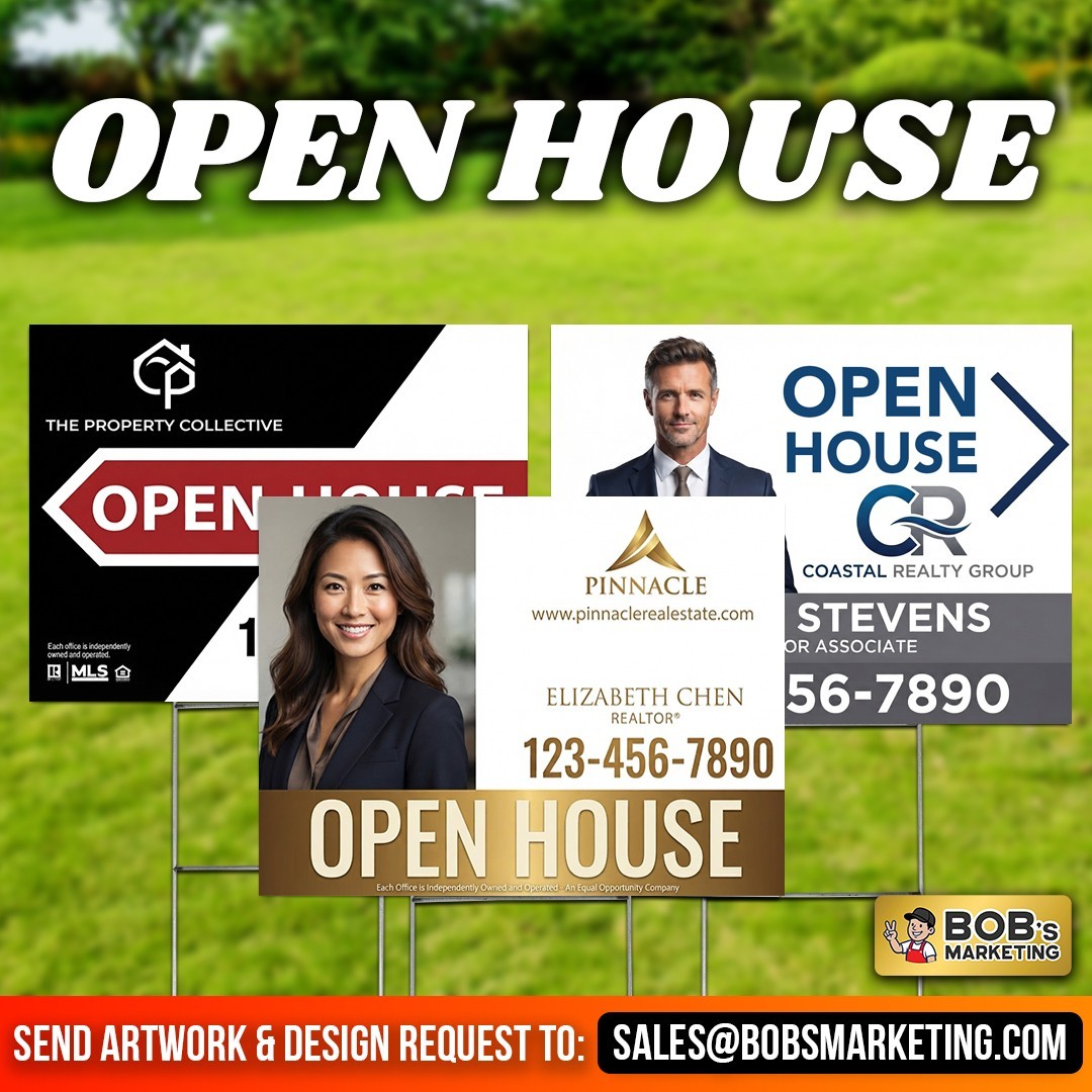 5 Pack Custom Yard Signs 24×18 Full Color Wholesale Printing + Metal H Stakes