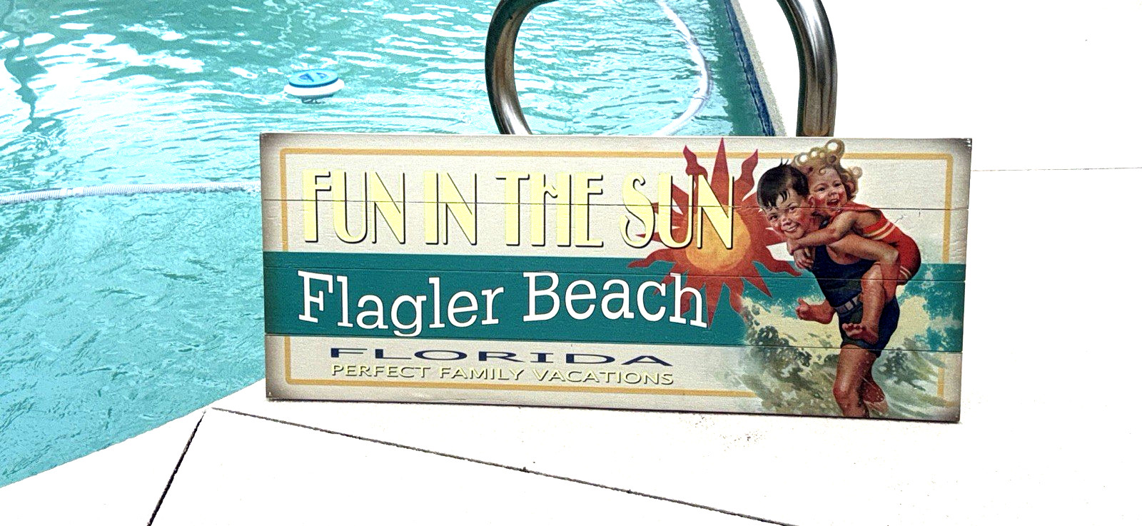 Large 36 inch Flagler Beach Florida Wooden Sign 36” x 14” Coastal Beach Decor