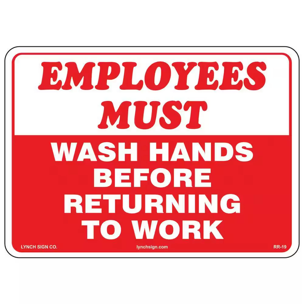 14 In. X 10 In. Employees Must Wash Hands Sign Printed on More Durable Longer-La