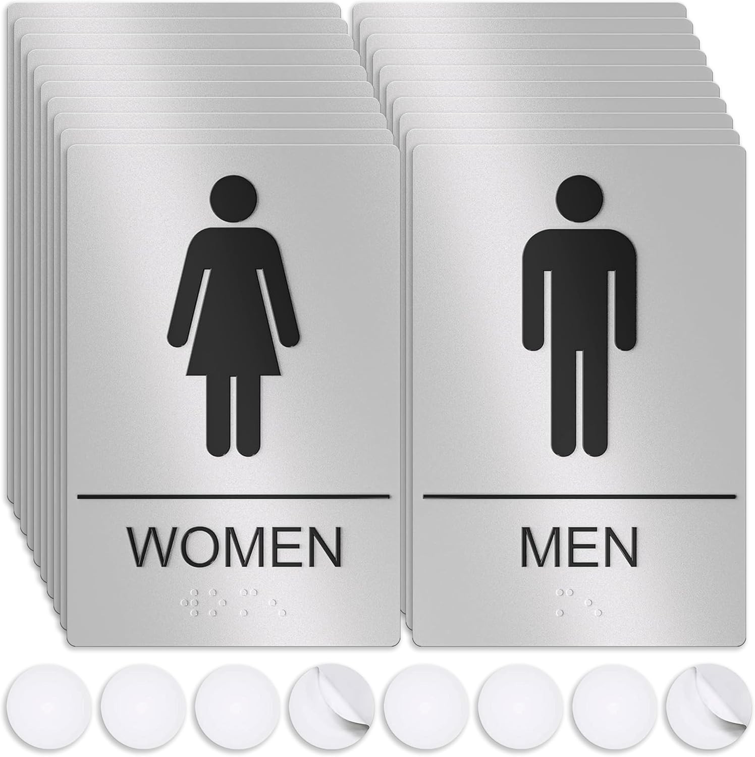 Unisex Bathroom Signs, Restroom Sign for Business – for Men and Women – 10 Pack