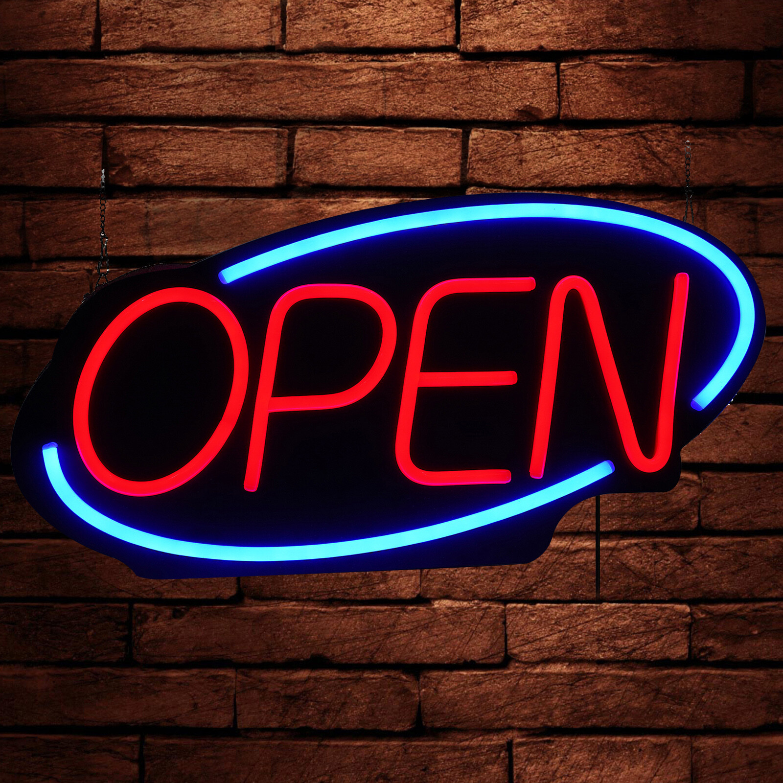 LED Neon Open Sign-24x12in Wall Hanging Brightness Adjustable for Store Cafe Art