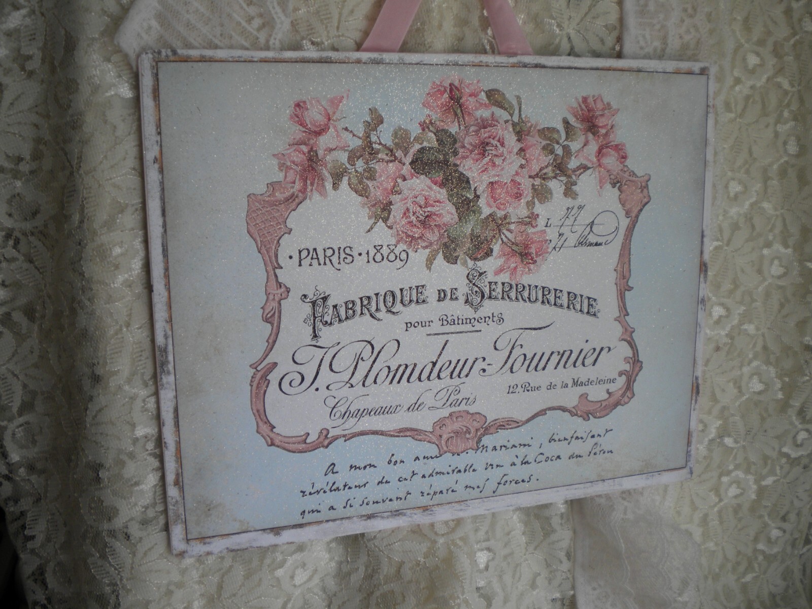Shabby Chic French Country Hanging Wall Plaque