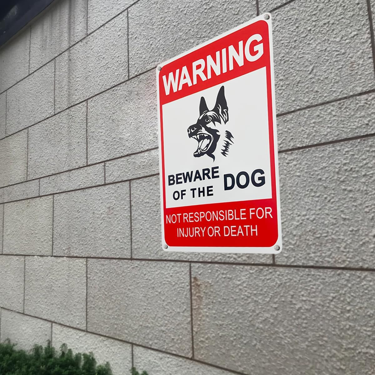 Reflective Aluminum Beware of Dog Sign, 12×8 Inches, 2-Pack, Waterproof
