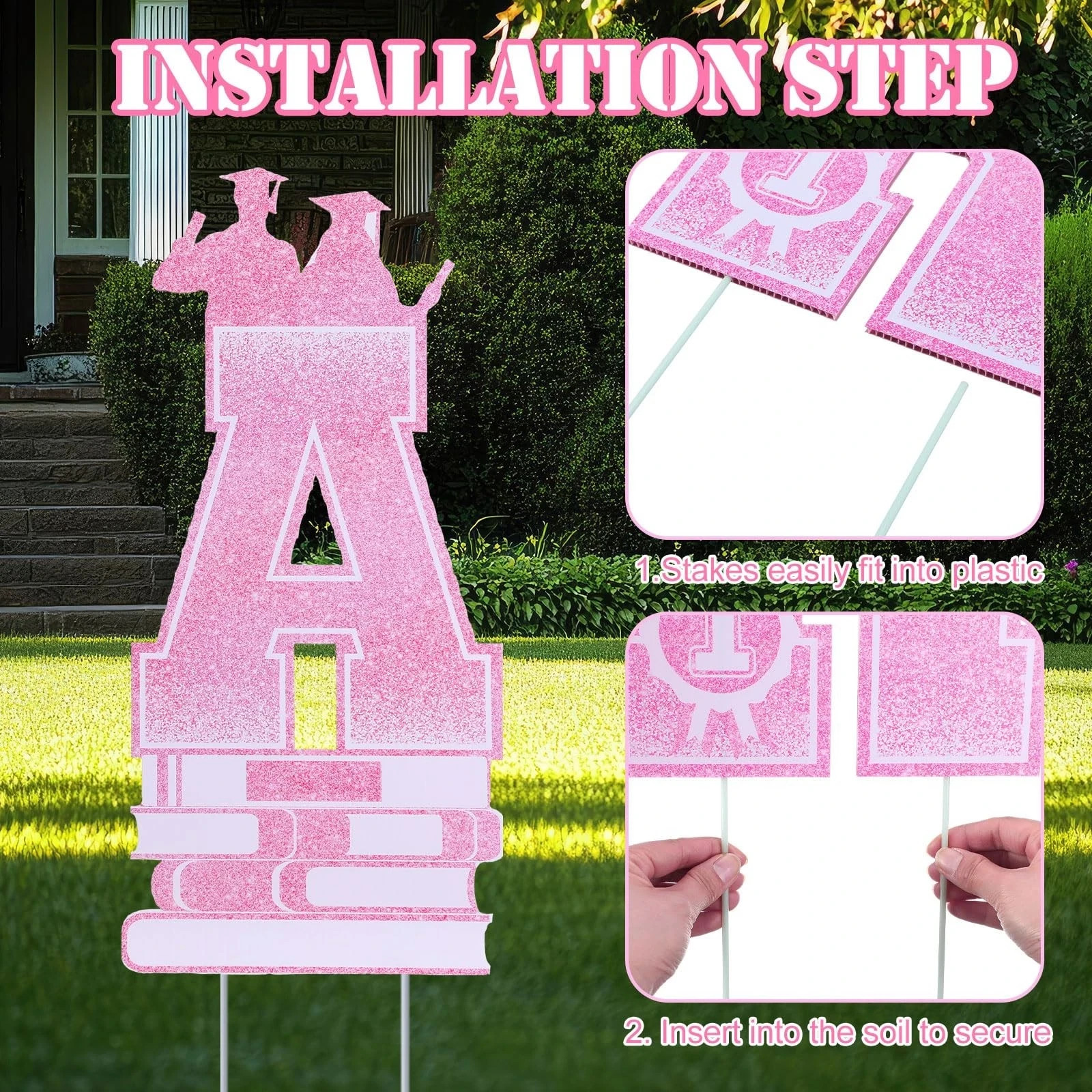 Amyhill 21 Pcs 2026 Grad K12 Graduation Photo Yard Signs with Stakes Class of…