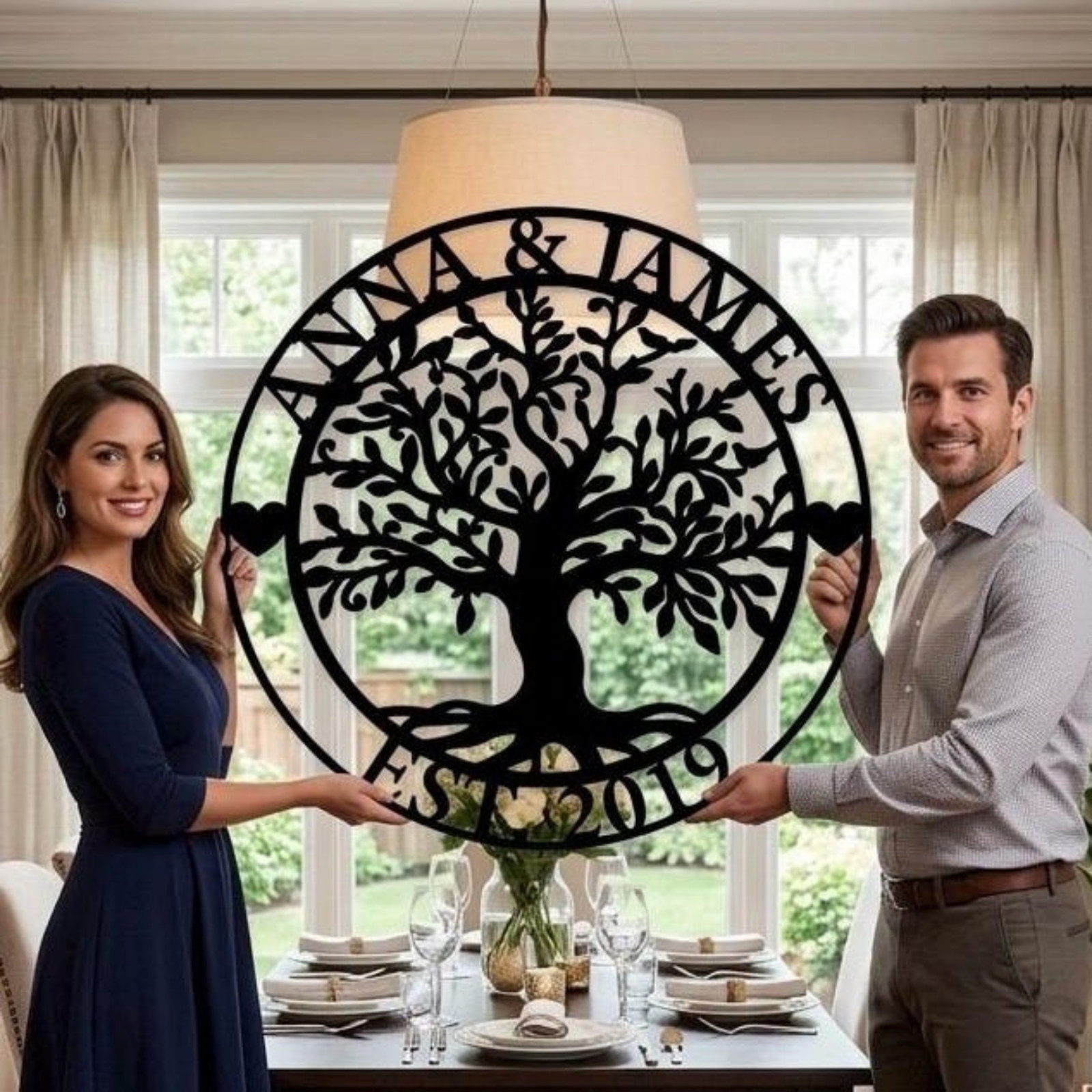 Personalized Tree of Life Wall Art, Custom Couple Metal Sign