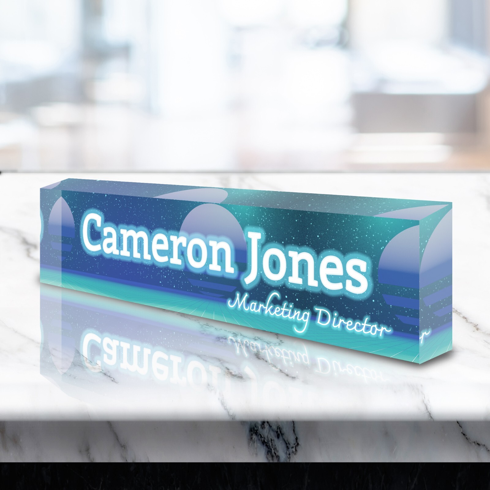 Retro Neon Custom Acrylic Desk Plate Personalized Name Design VWAQ ACS63