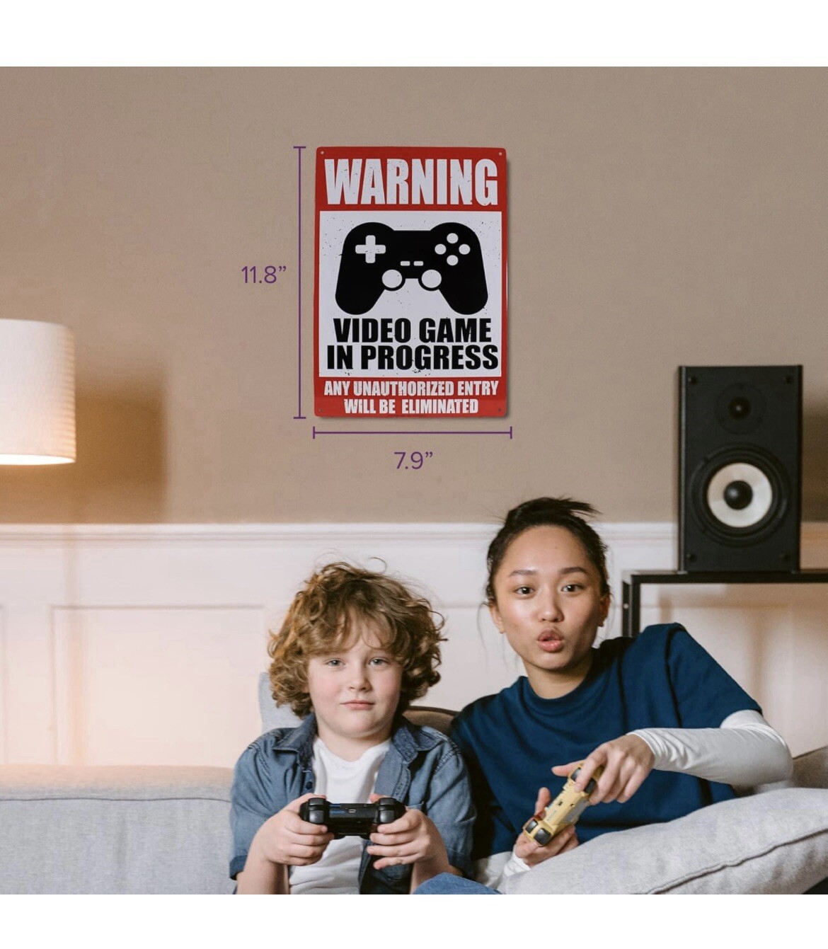 Warning Video Game in Progress Tin Sign 11.8” x 7.9” Metal Sign Gaming Decor NEW