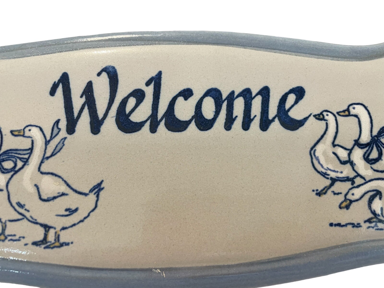 LOUISVILLE Stoneware Pottery Welcome Duck Door Plaque Sign Rectangular 11.5×4.5