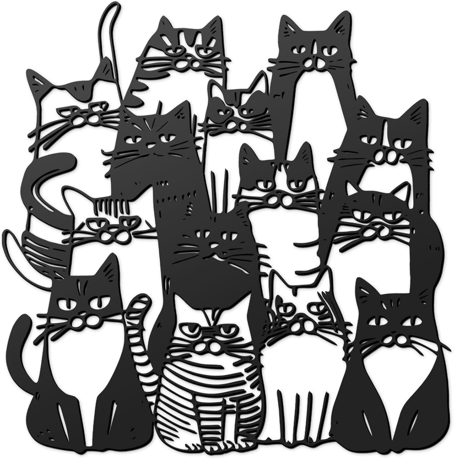 Tandefio Metal Cat Wall Decor Black Art Cute Iron black