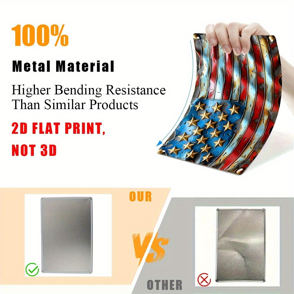 Tin Signs Vintage American Flag Metal Patriotic Sign Wall Art Decor USA July 4th