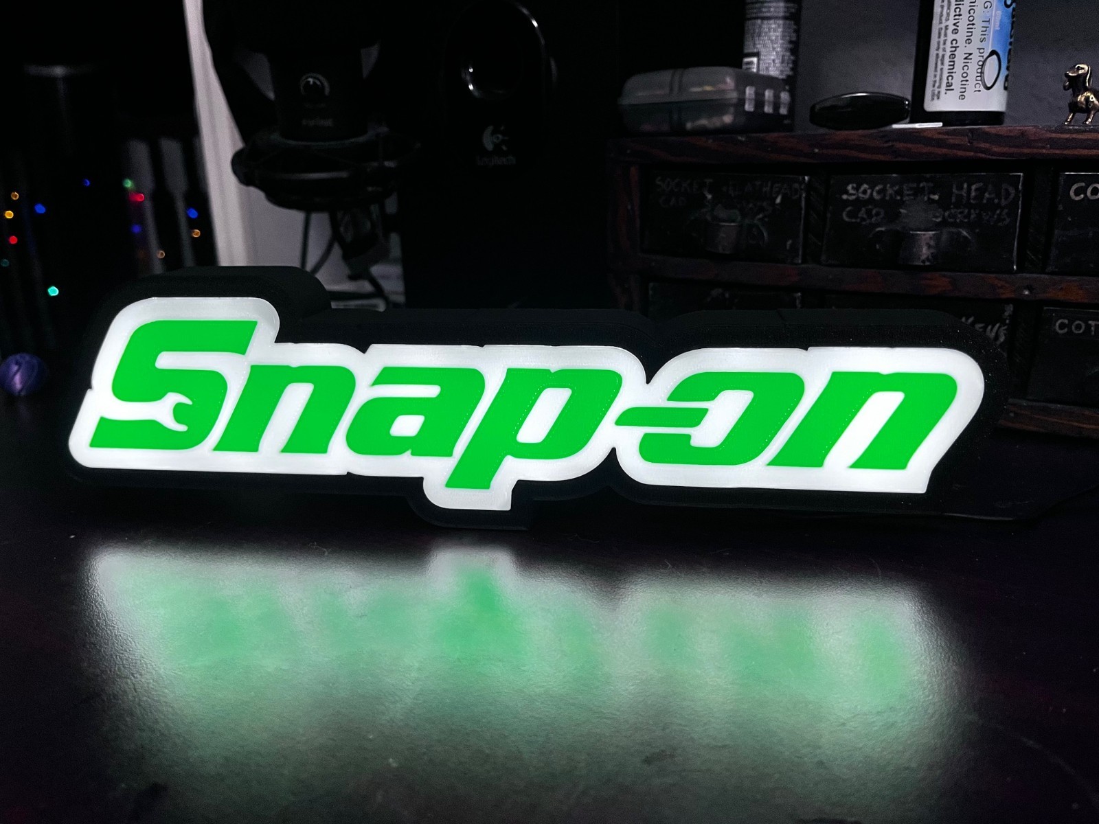 Snap-on Logo LED Back lit Light Box Sign Garage Shop Man Cave Decor 3D printed