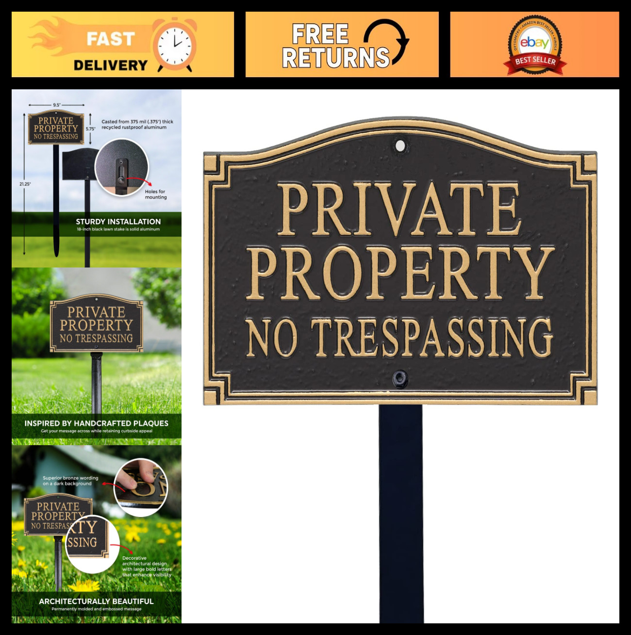 No Trespassing Private Property Metal Sign – Heavy Duty Aluminum Yard Plaque 5.7