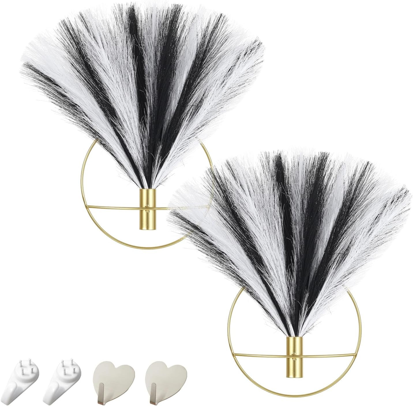Boho Wall Decor, Wall-Mounted Metal Art, Hanging Artificial Pampas Display, Livi