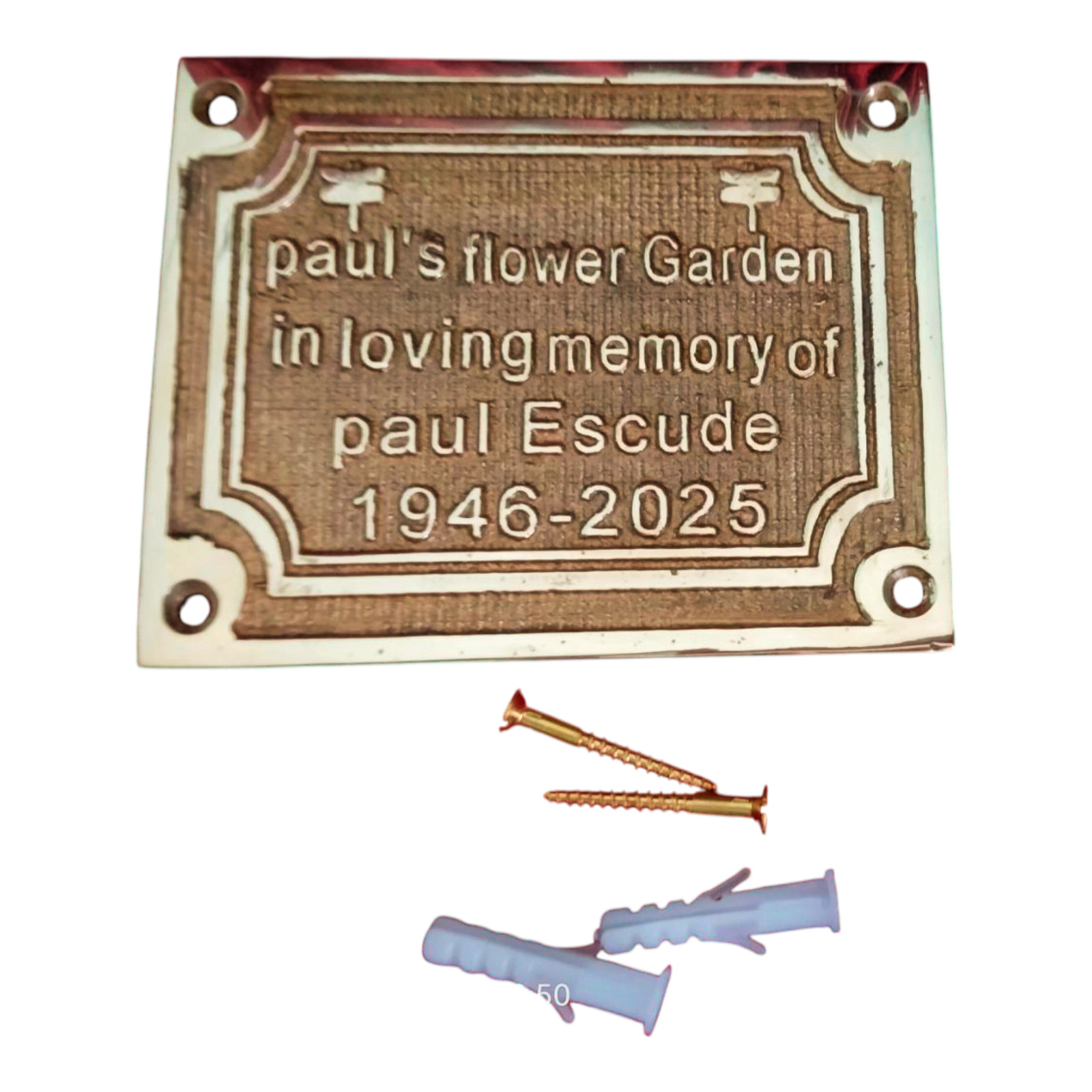 Customized Engraved Brass Plate handmade Signs Bench Memorial Decorative Plates