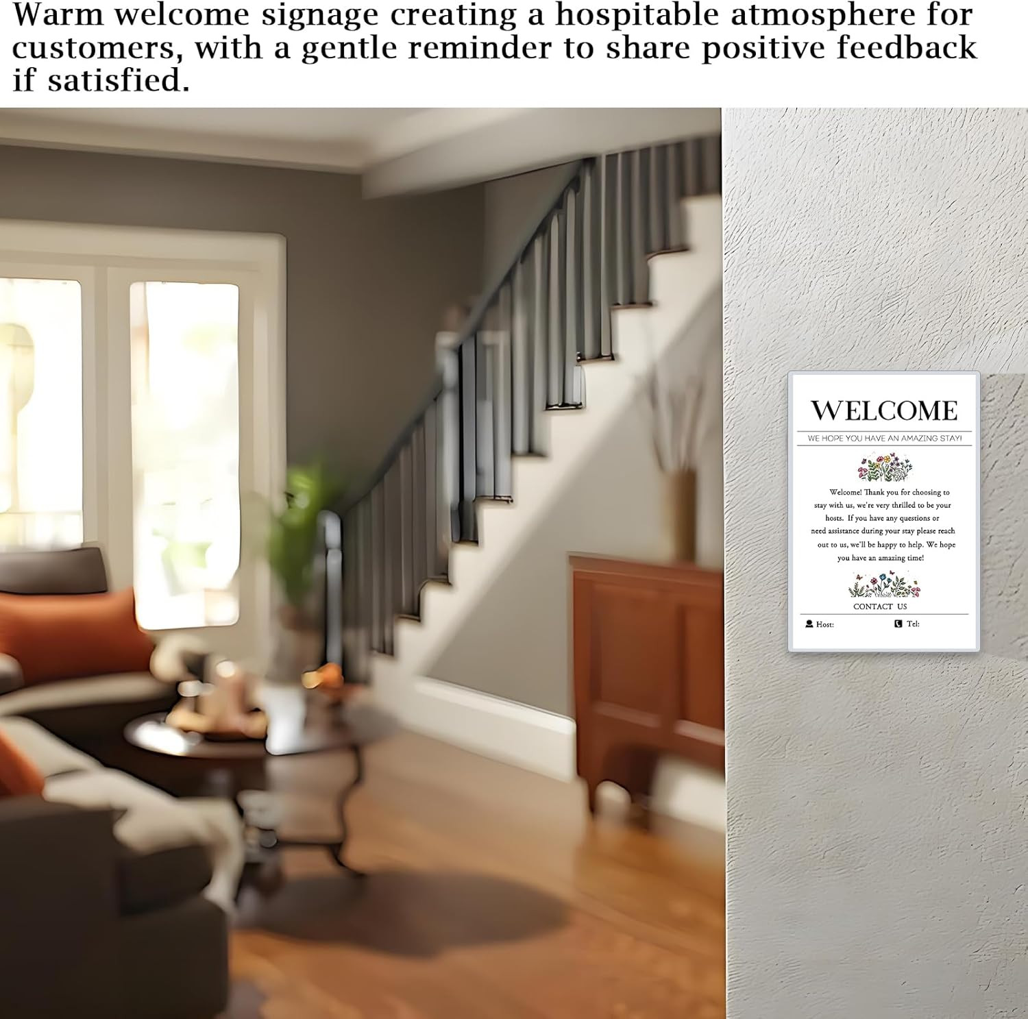 2 Pack Welcome Sign for Air Bnb Hosts, Feedback Supplies for Vacation Rental Gue