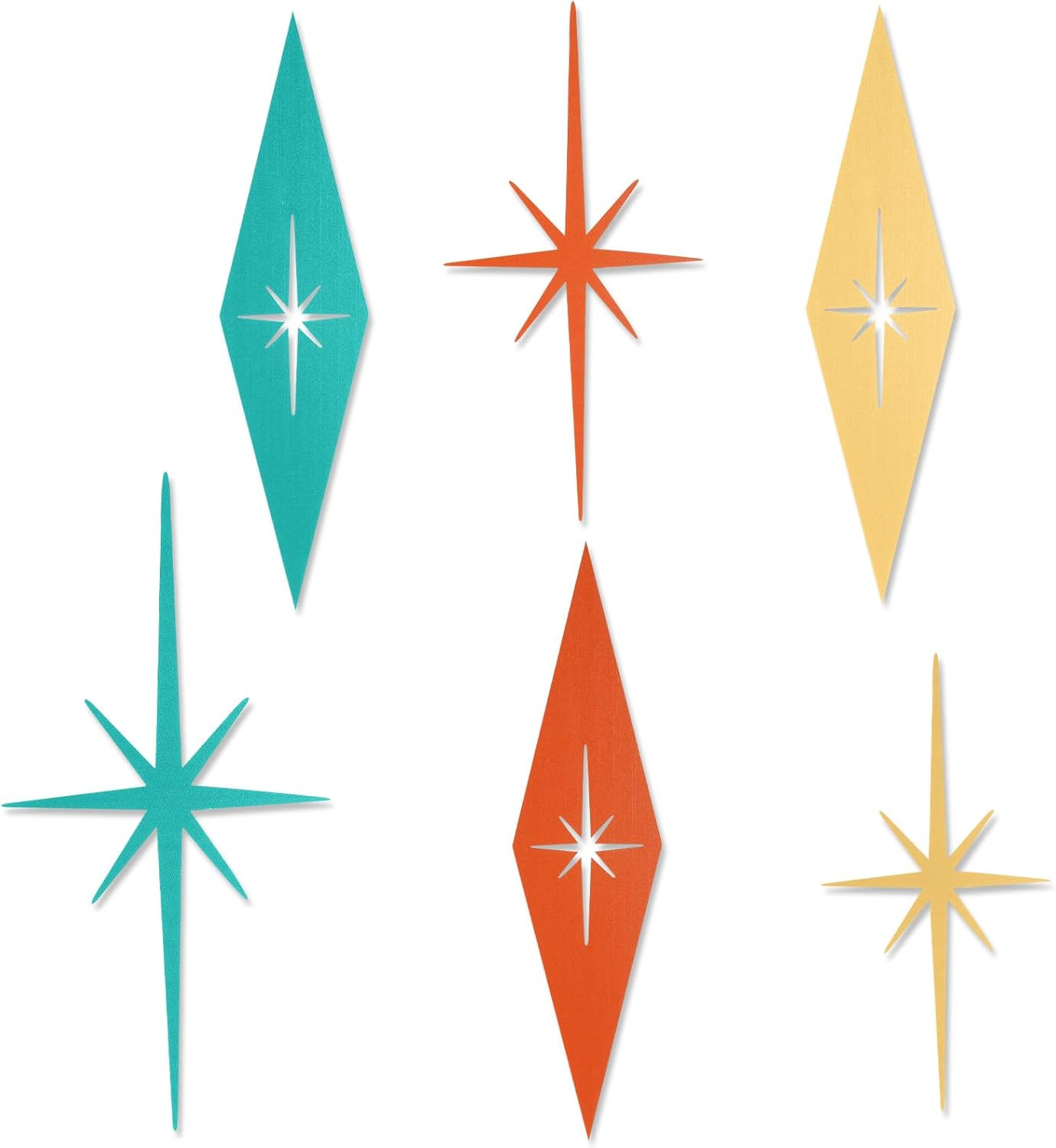 Otoolling 6 Pcs Starburst Modern Mid Century Wall Art Cast Iron Retro 3D 8 Point