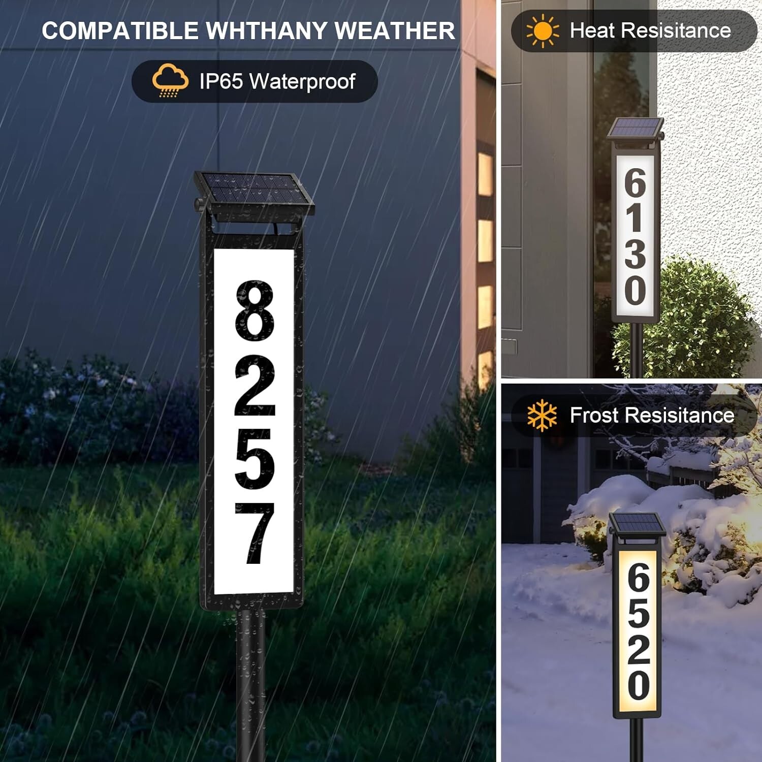Update Solar Home Address Sign, House Numbers Lighted Address Plaque Outdoor