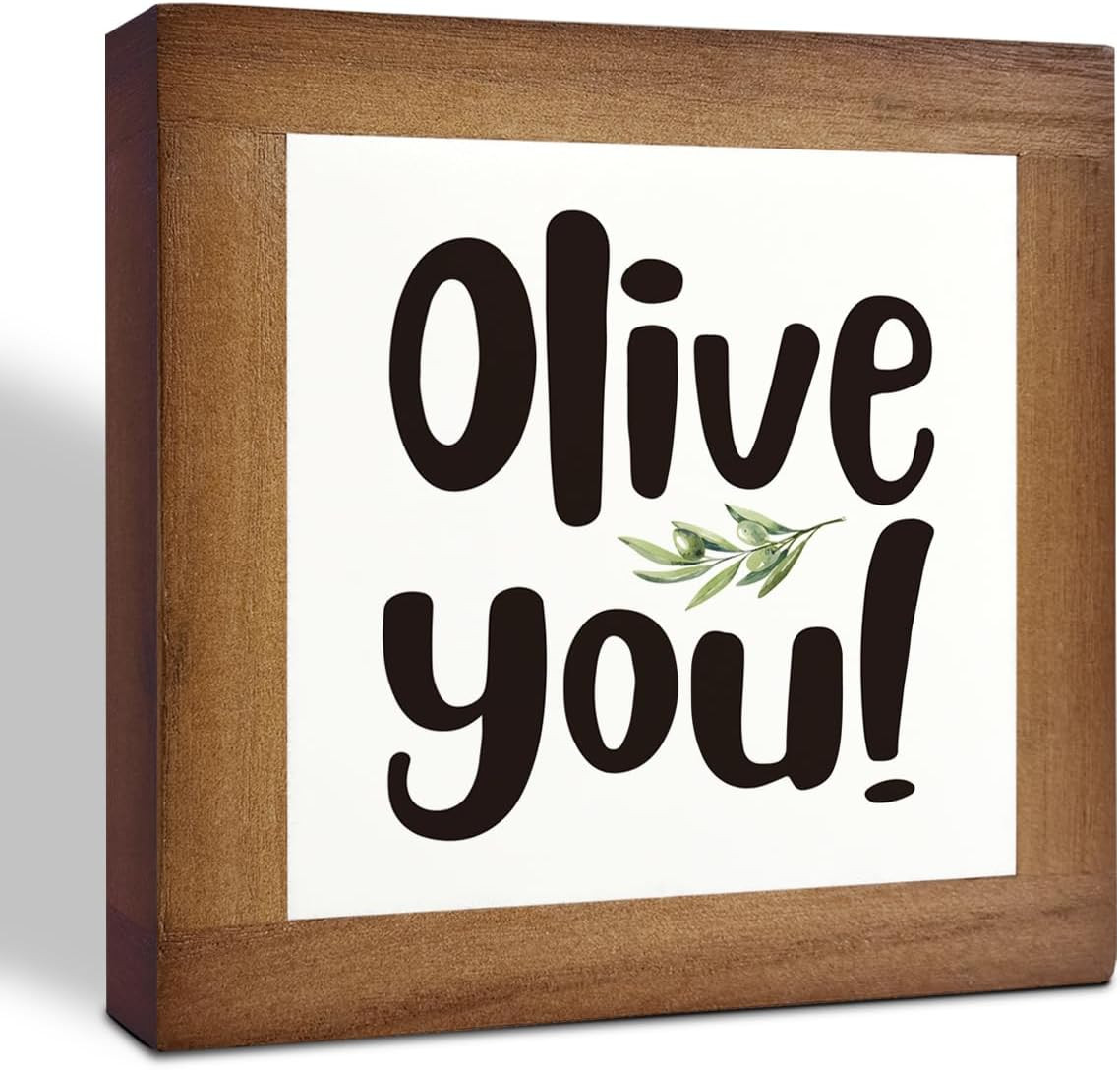 Olive You Signs, Home Kitchen Decor, Box Sign Wood Desk Sign Decors, Cute Kitche