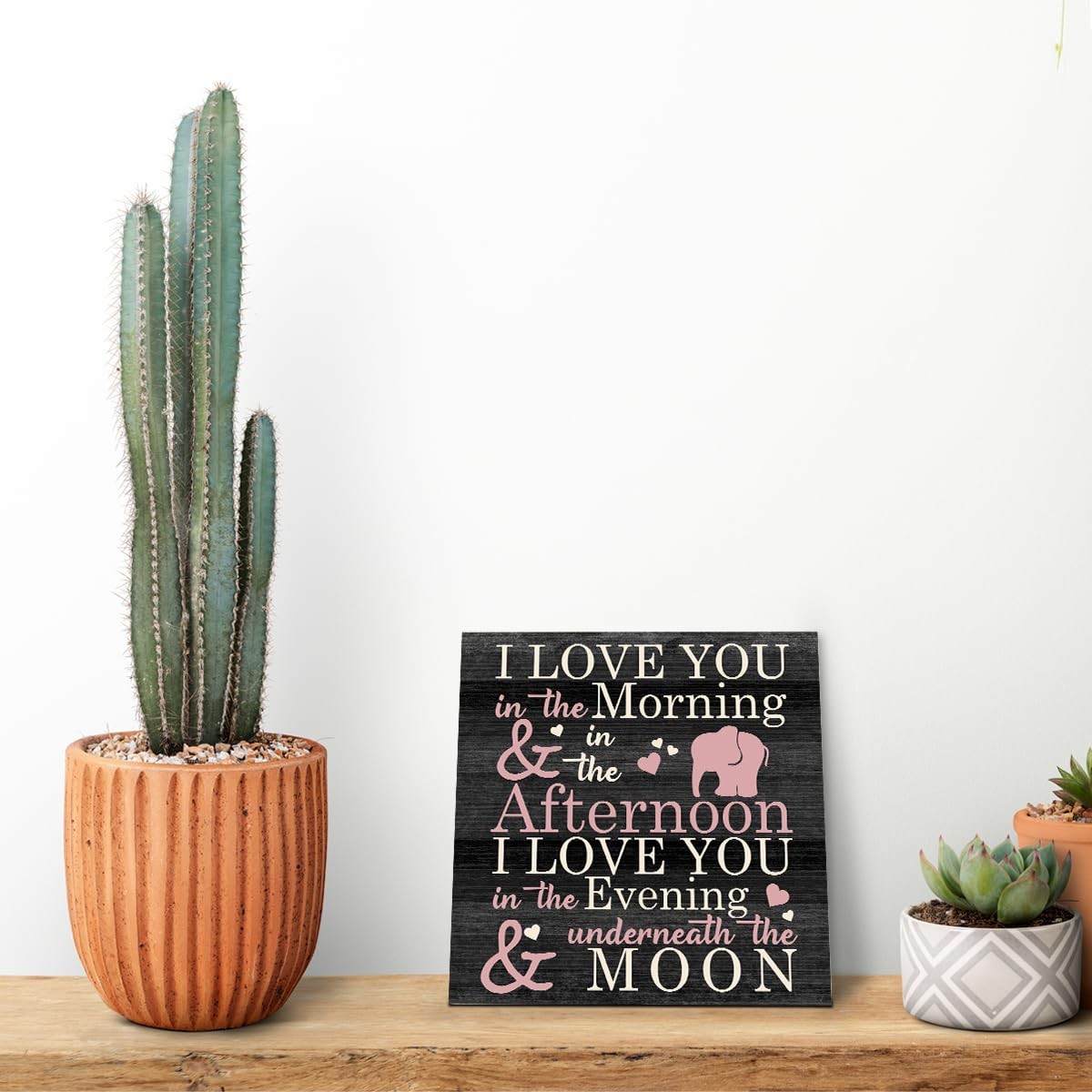 Love Sign, Wood Plaque Table Art Sign 6.2 * 6.2inch, Elephant Wood Sign for N…
