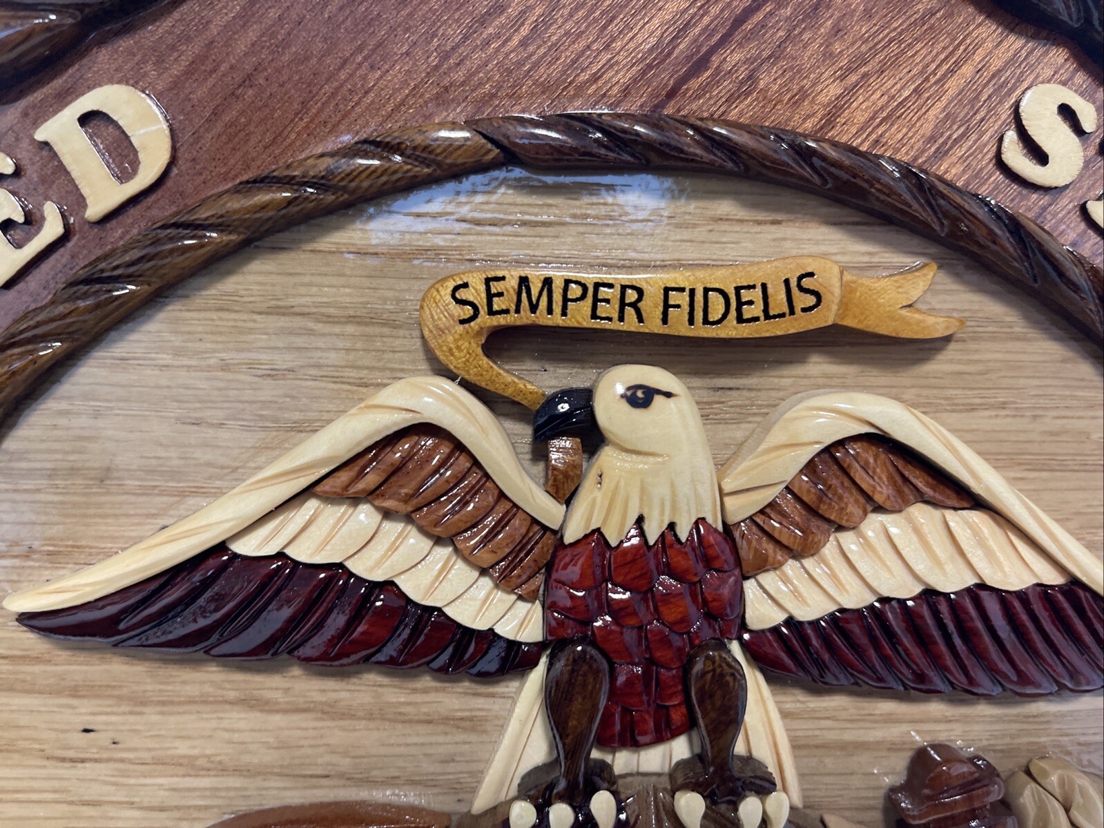 USMC 12”x12” Wood Sign United States Marine Corps Wall Decor New in Box
