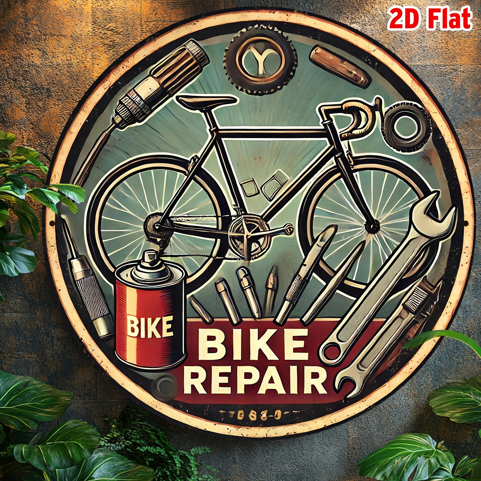 Vintage Bicycle Repair Metal Tin Sign Garage Workshop Wall Decor