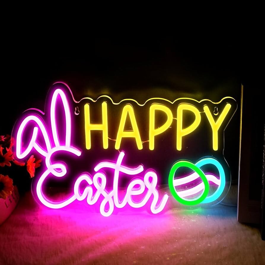 Personalized Easter Neon Sign – Bunny LED Light for Home & Party Decorations