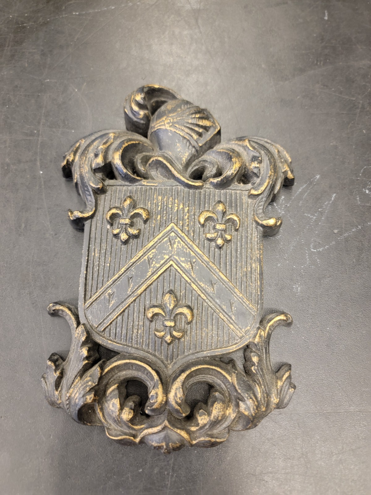 Shield Wall Plaque, Knight, Cross, Old World, Medieval Fleur Lis Eagle Royal 8in