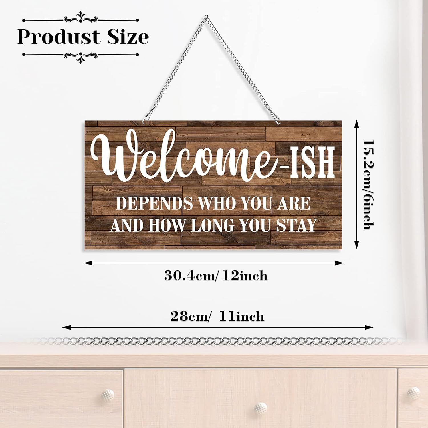 Funny Farmhouse Welcome Sign Welcome-Ish Front Door Sign 12X6 Inch Welcome Wall