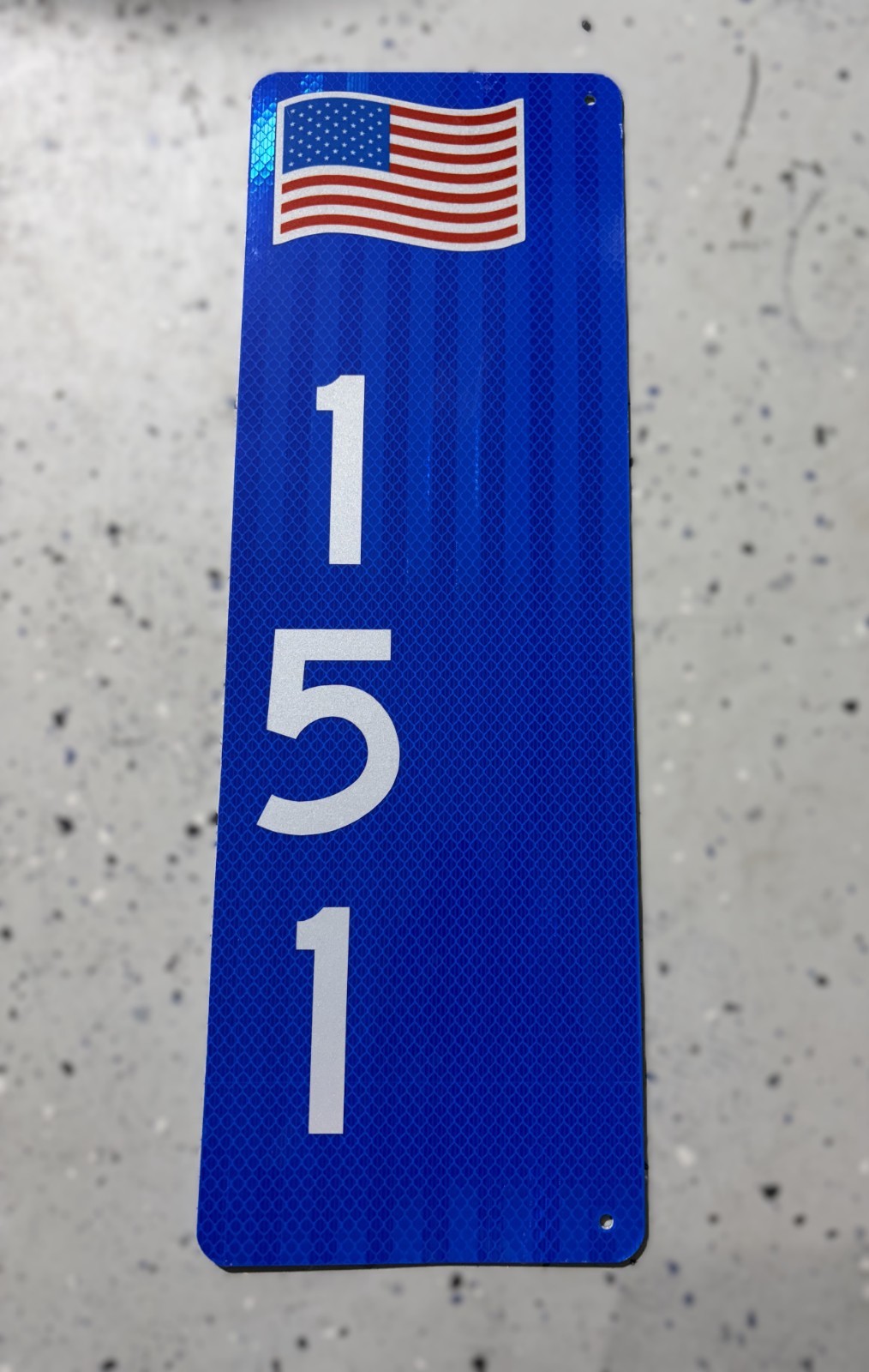 VERTICAL Double-Sided Reflective Address 911 Sign with American Flag By SSMG