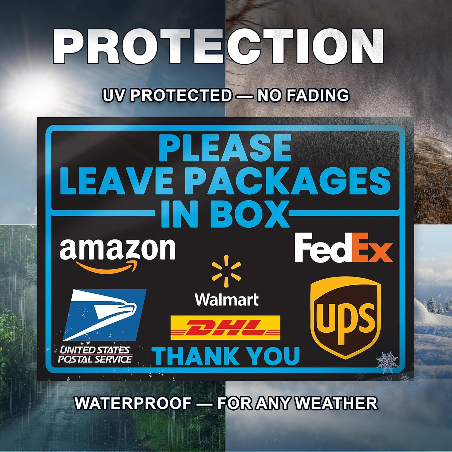 Leave Packages in Box Sticker, 10 X 7 Inch Reflective Package Delivery Sign with