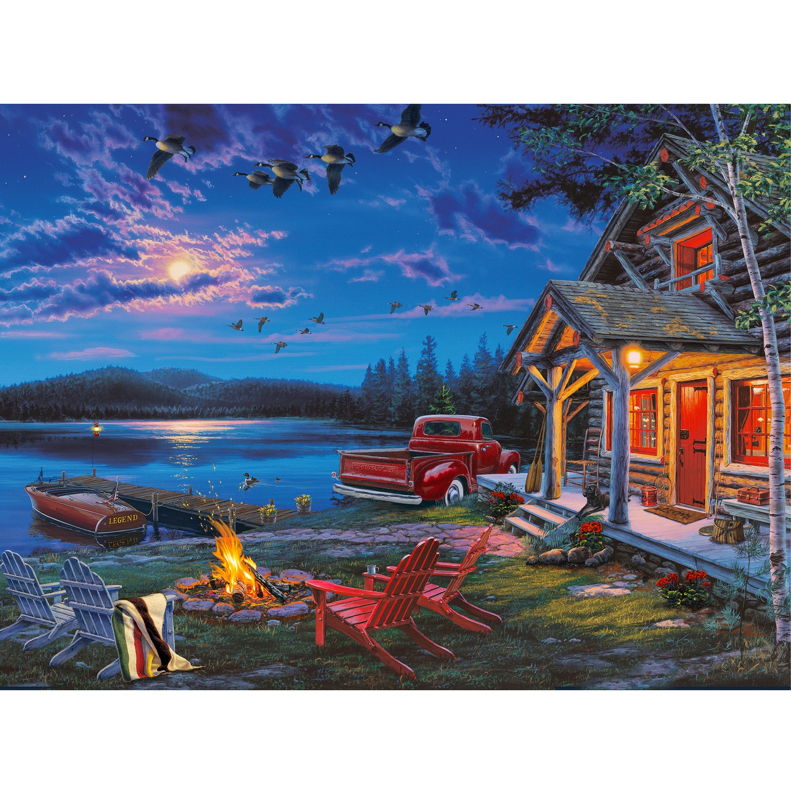 Rivers Edge Products LED Canvas, 24″ x 16″, Fiber Optic Light Up Wall Art, The