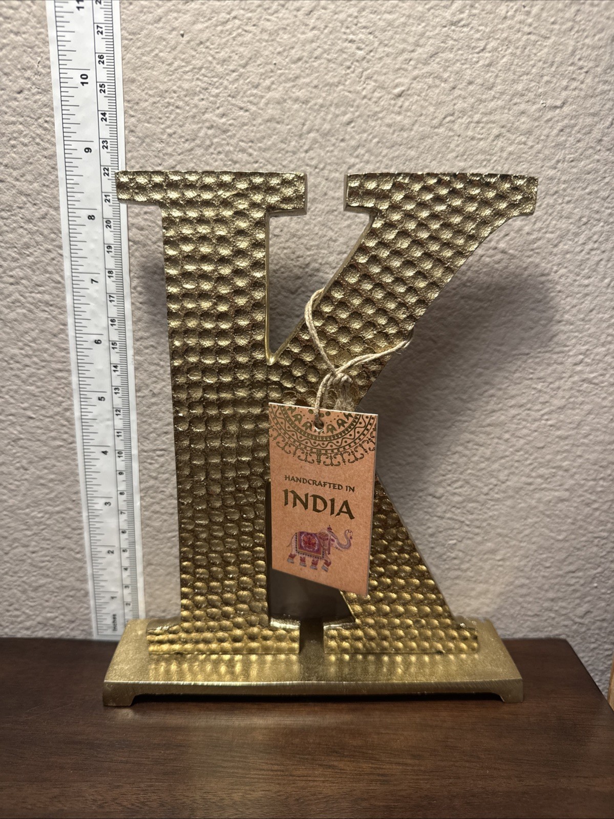8.5in Hammared Metal Letter K House Decor Color Gold Handmade