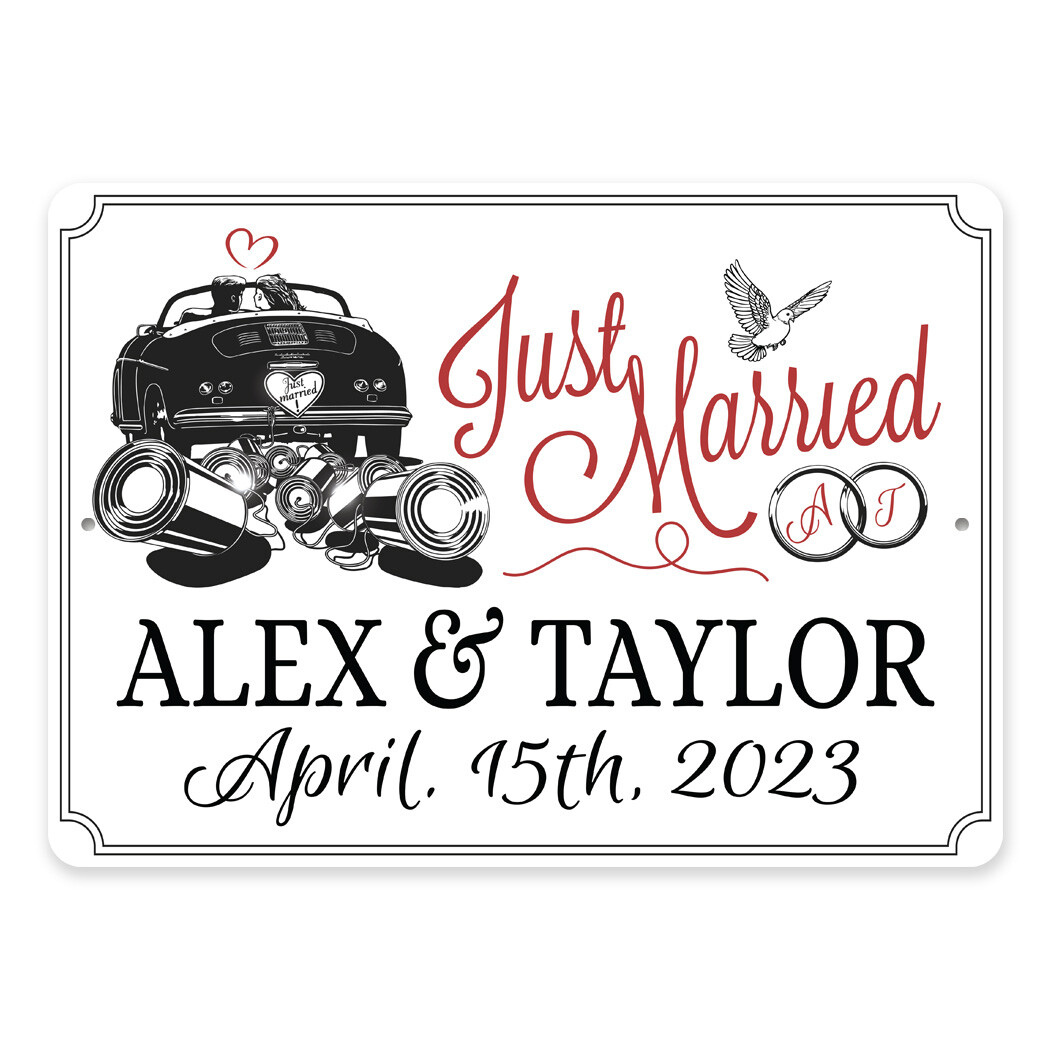 Just Married Date Metal Sign