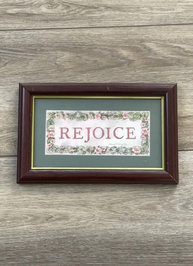 Home Interiors Rejoice Framed Wall Art Floral Christian Decor USA Made