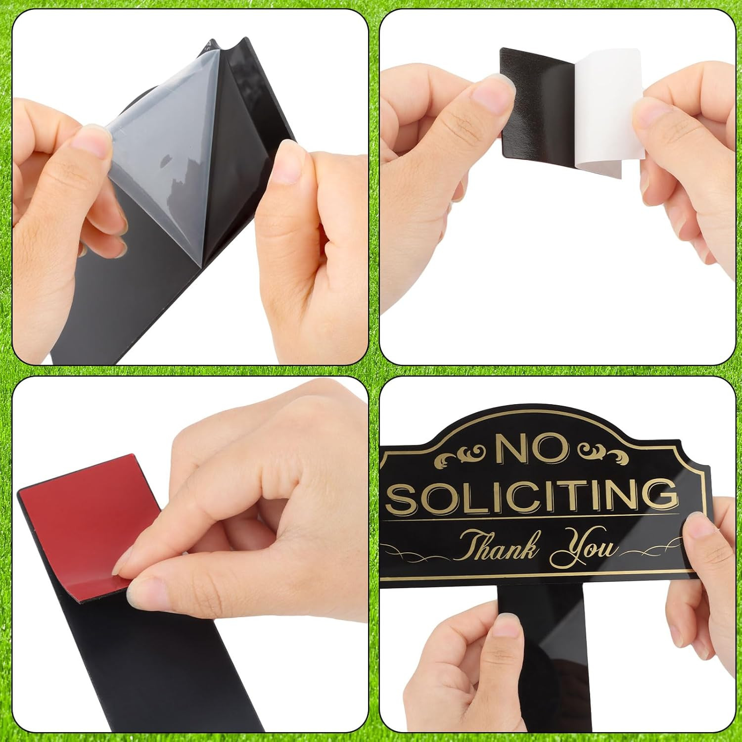 No Soliciting Sign for House with Stake 7 x 3.5 Inch Waterproof Resistant with 1
