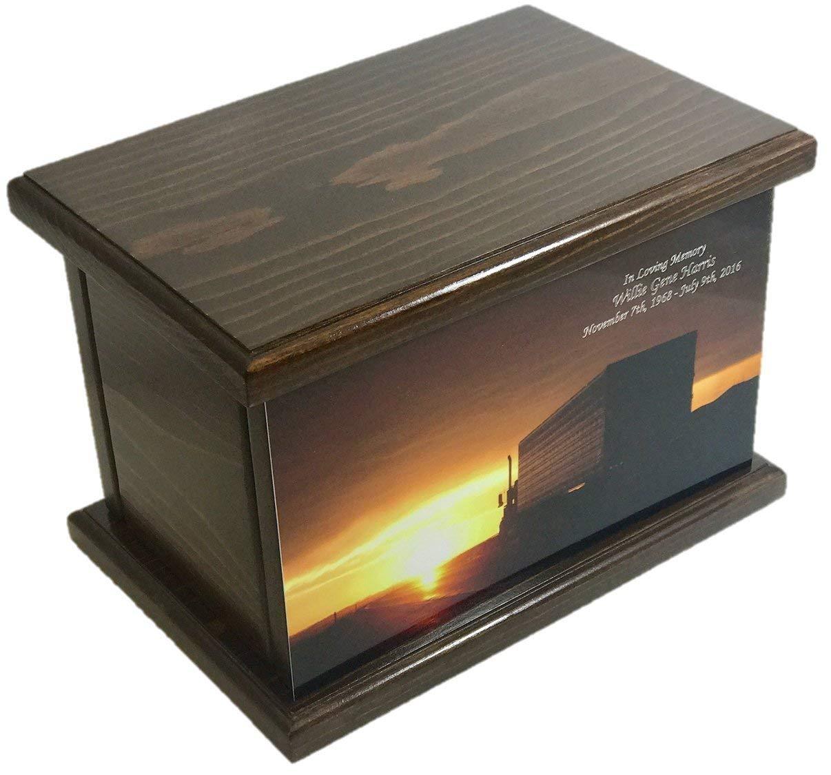 Truck Cremation Urn, Wood funeral Urn,Trucker’s Wooden Urn with custom engraving